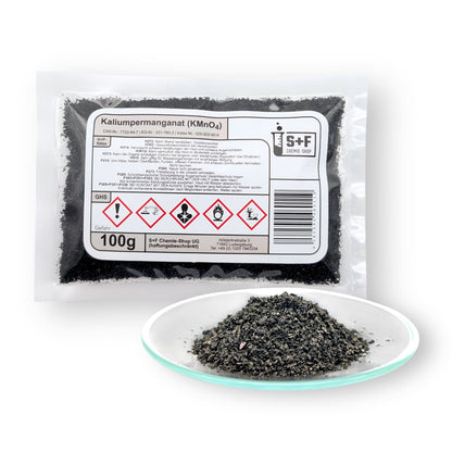 100 g - Kaliumpermanganat (KMnO₄) - S+F Chemie - Shop - Chemikalie