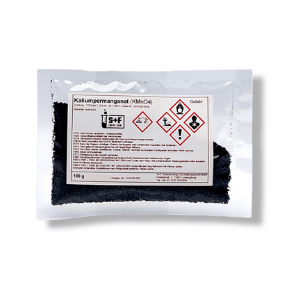 100g - Kaliumpermanganat Pulver (KMnO₄) - S+F Chemie - Shop - Chemikalie