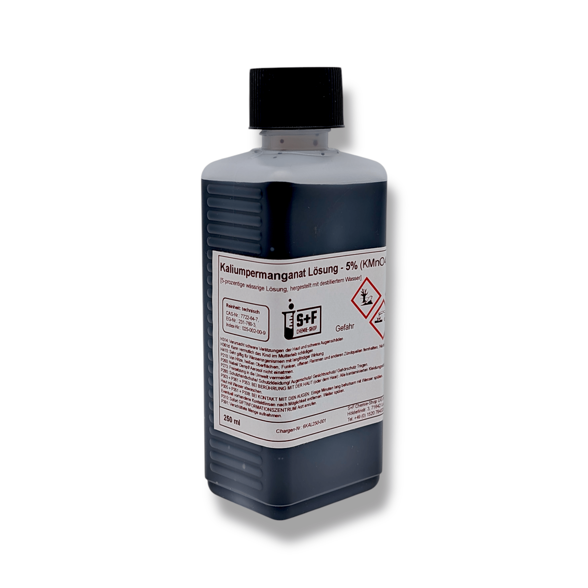 250 ml - Kaliumpermanganat Lösung (5%) - S+F Chemie - Shop - Chemikalie