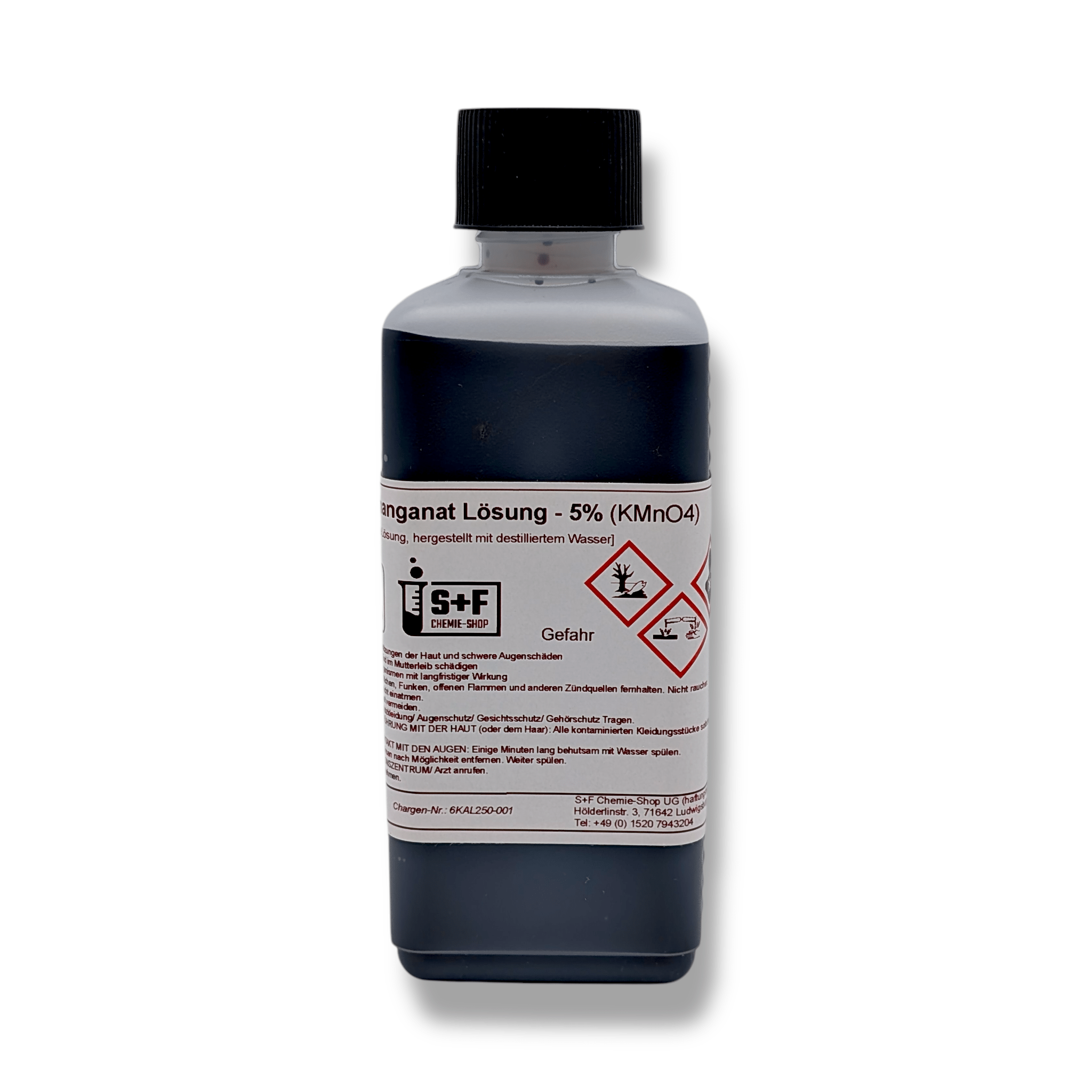 250 ml - Kaliumpermanganat Lösung (5%) - S+F Chemie - Shop - Chemikalie