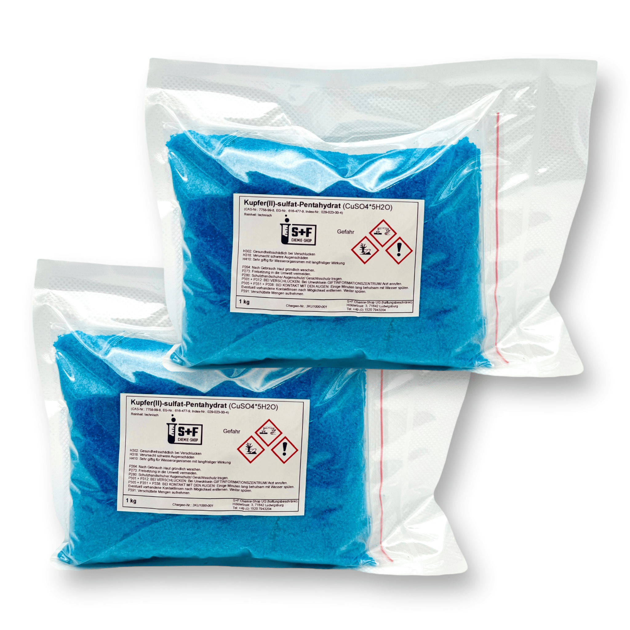 2kg - Kupfersulfat (CuSO₄ · 5H₂O) - S+F Chemie - Shop - Chemikalie