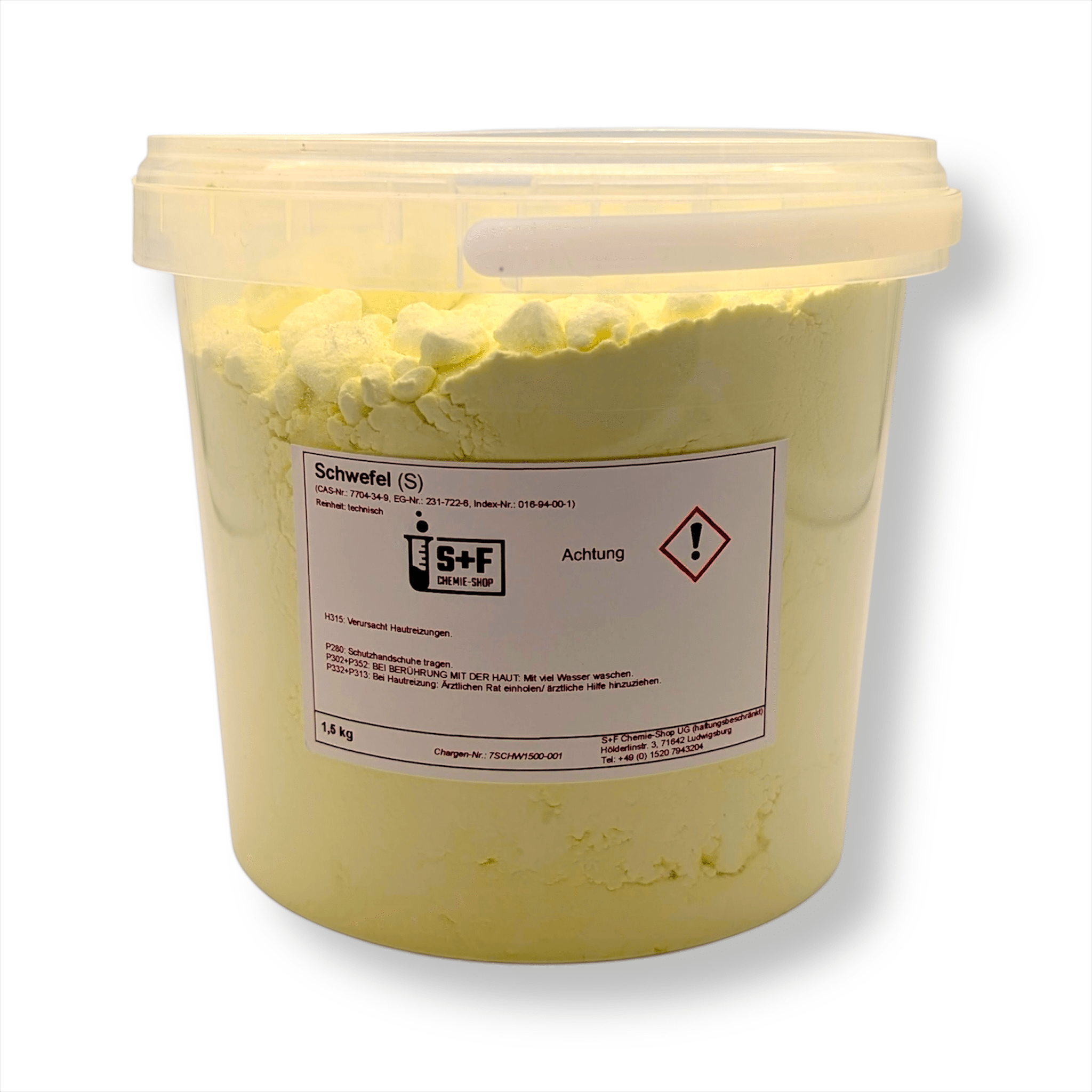 5 kg - Schwefel (S) | Schwefelpulver | anorganisch | 99,9% - fein gemahlen - S+F Chemie - Shop - Chemikalie