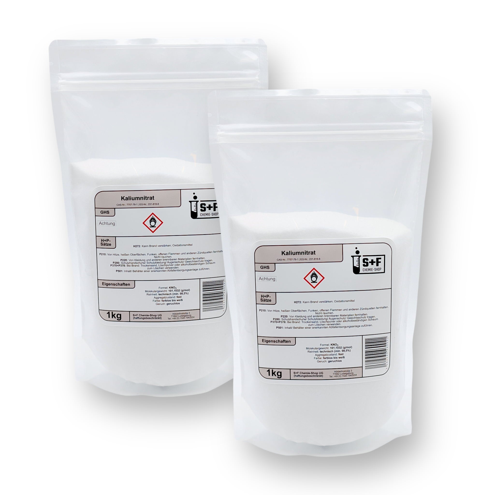 Kaliumnitrat (KNO₃) - [1 kg - 10 kg] - S+F Chemie - Shop - Chemikalie