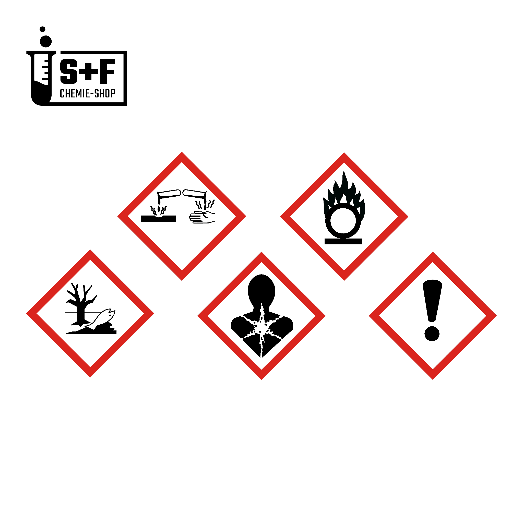 Kaliumpermanganat Pulver (KMnO₄) - GHS Gefahrenpiktogramme - S+F Chemie - Shop - Chemikalie