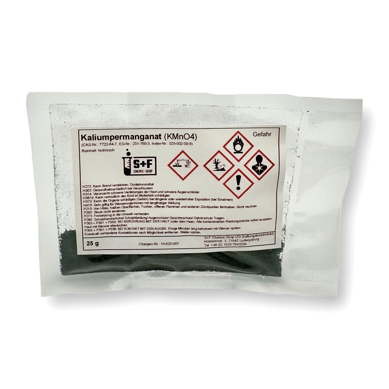 Kaliumpermanganat Pulver (KMnO4) - S+F Chemie - Shop - Chemikalie