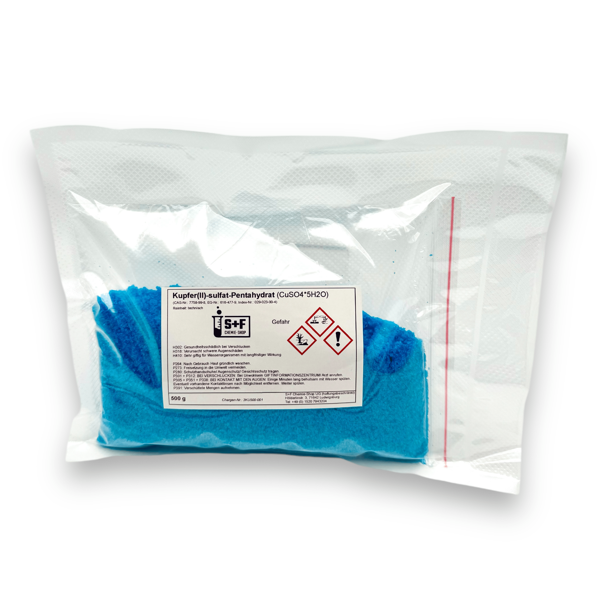 Kupfersulfat (CuSO₄ · 5H₂O) - S+F Chemie - Shop - Chemikalie