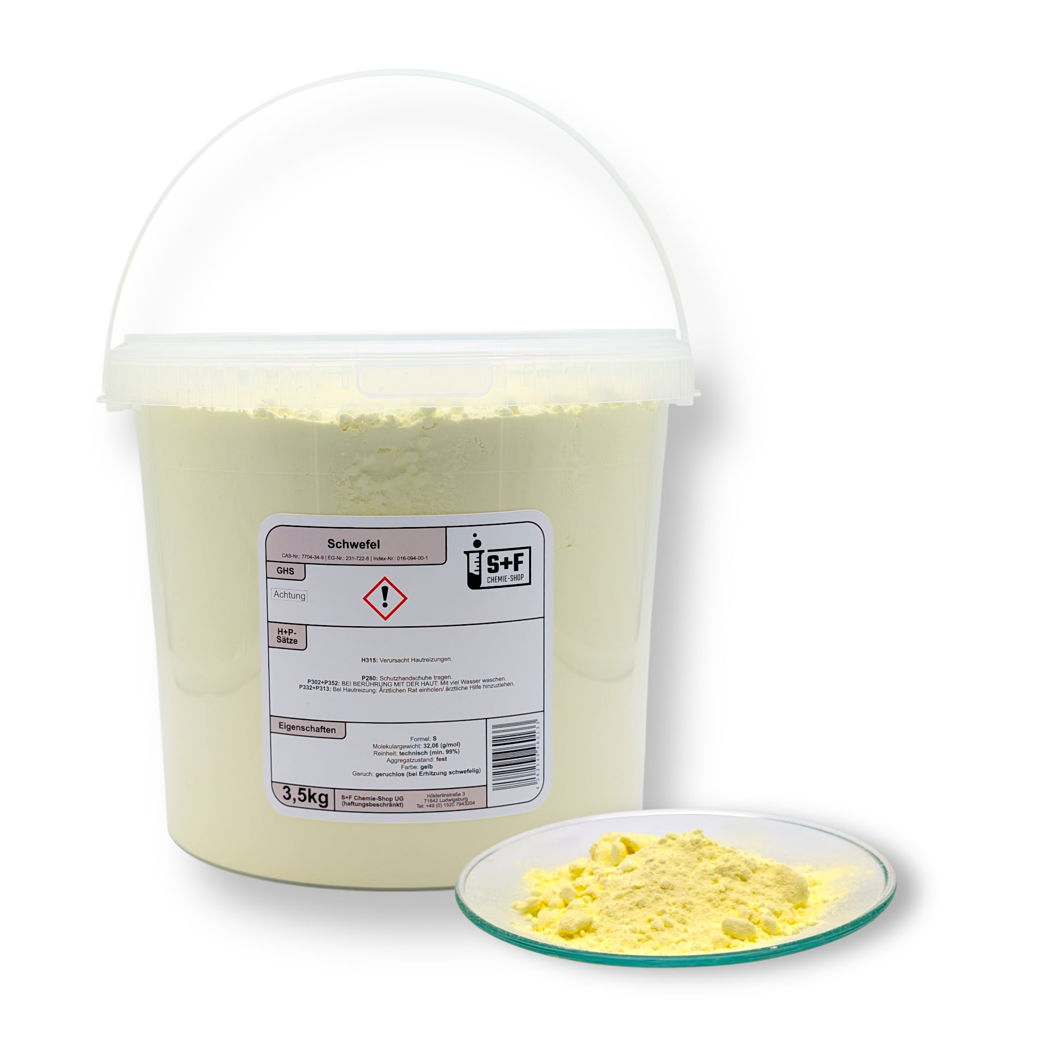 3,5 kg - Schwefel (S) | Schwefelpulver | anorganisch | 99,9% - fein gemahlen